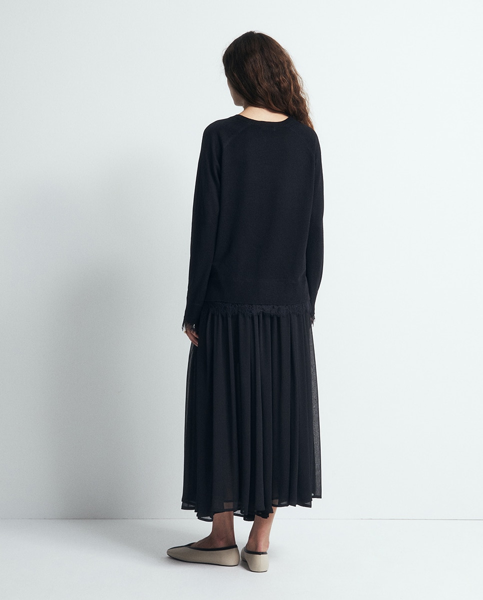 Jersey punto encaje - Sfera - Negro Negro-5