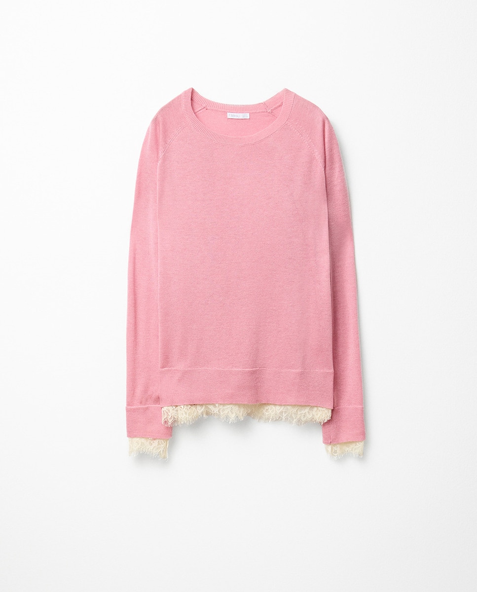 Camisola de malha com renda 200 Rosa-6
