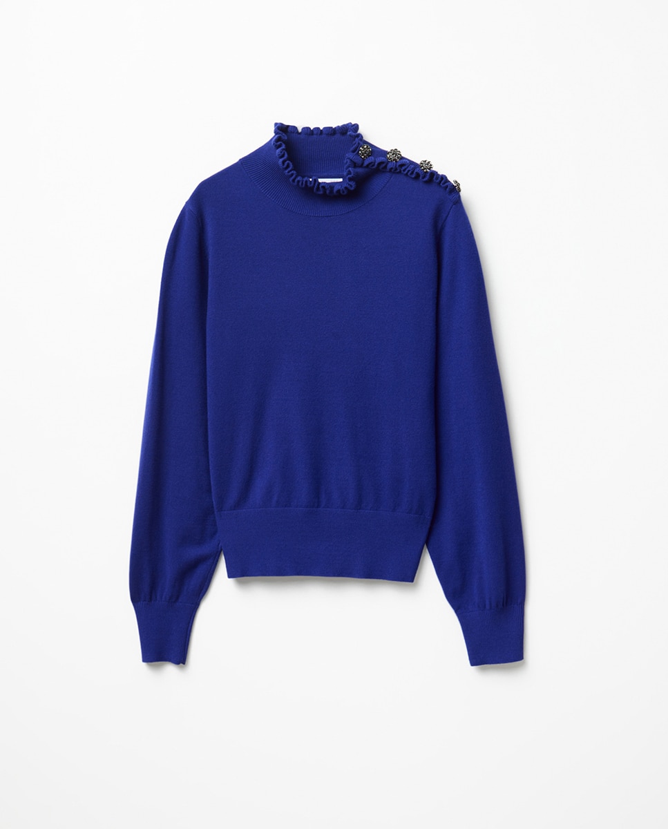 Camisola de Malha com Botões na Gola 440 Azulão-5