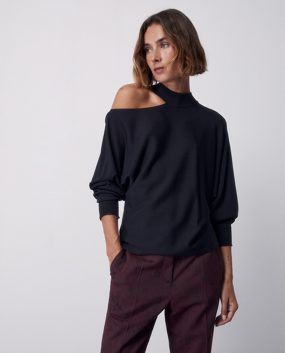 Imagen 1 de Jersey cuello perkins cut out - Sfera - Negro Negro