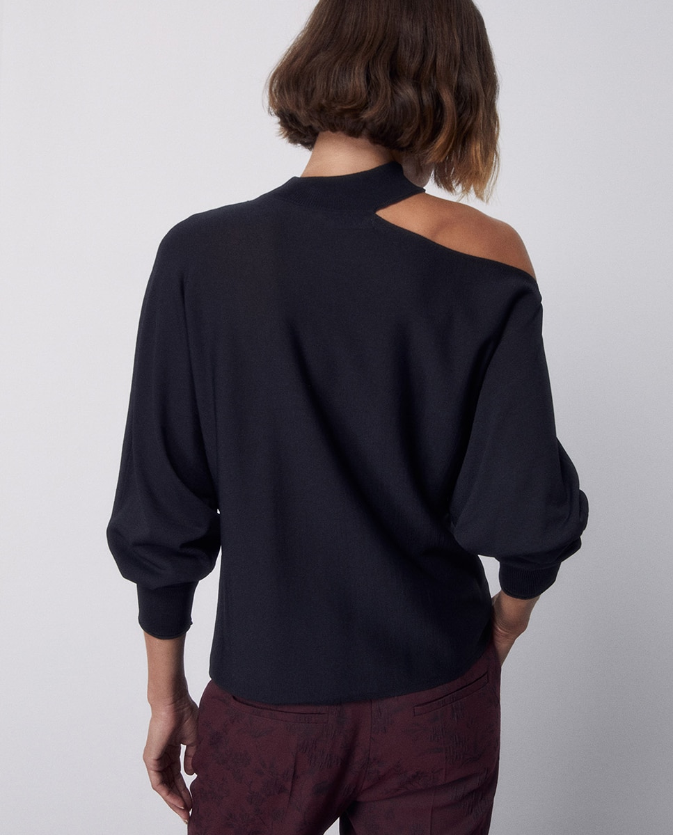 Imagen 4 de Jersey cuello perkins cut out - Sfera - Negro Negro