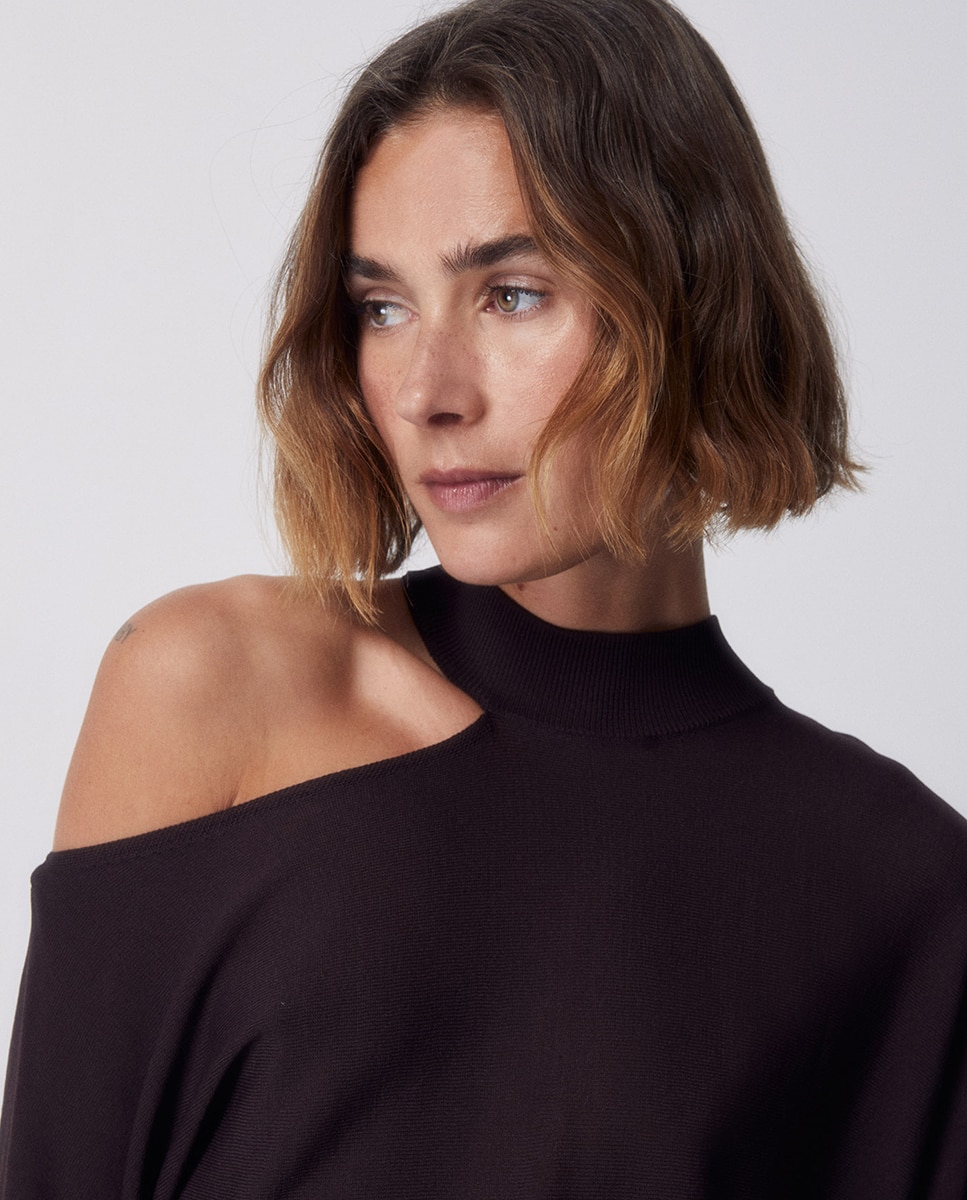 Imagen 3 de Jersey cuello perkins cut out - Sfera - Marrón Marrón