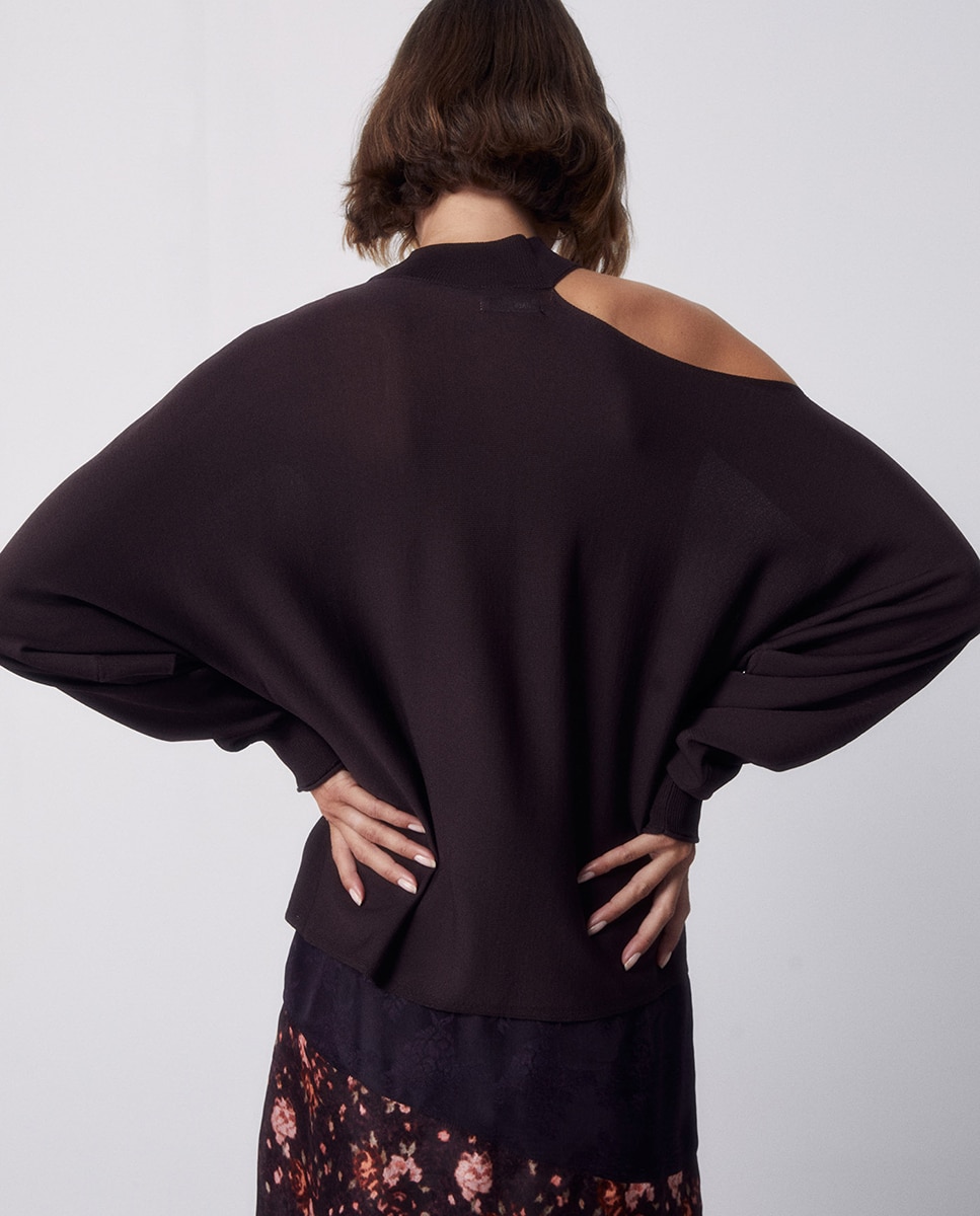 Imagen 4 de Jersey cuello perkins cut out - Sfera - Marrón Marrón
