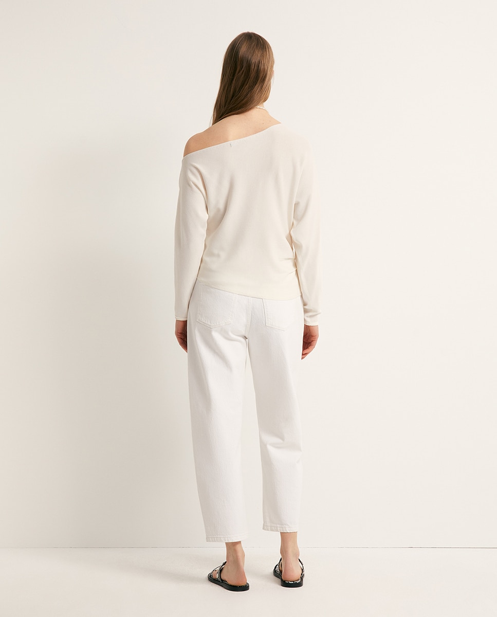 Camisola de malha assimétrica Cru-5