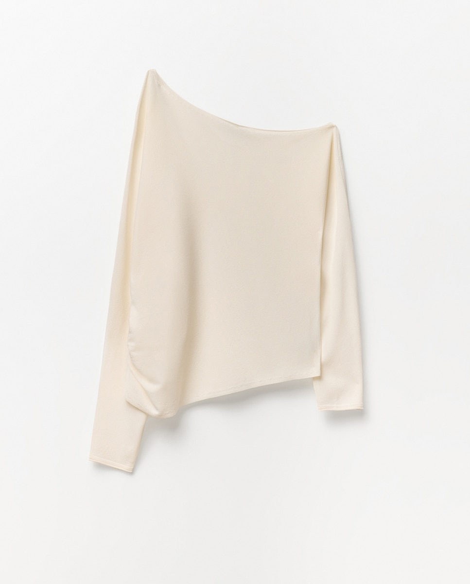 Camisola de malha assimétrica Cru-6