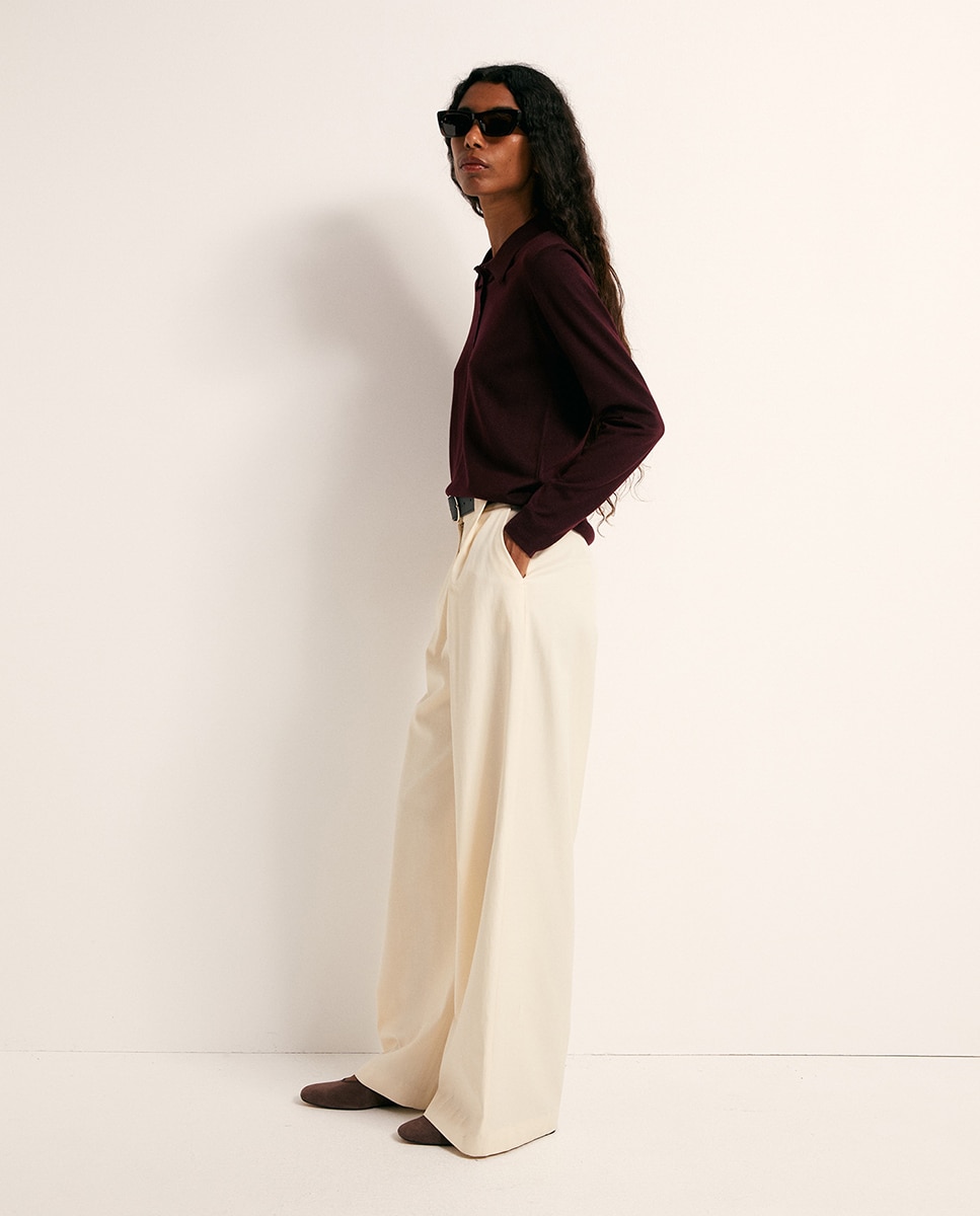 Camisola de malha com colarinho de pólo Bordeaux-4