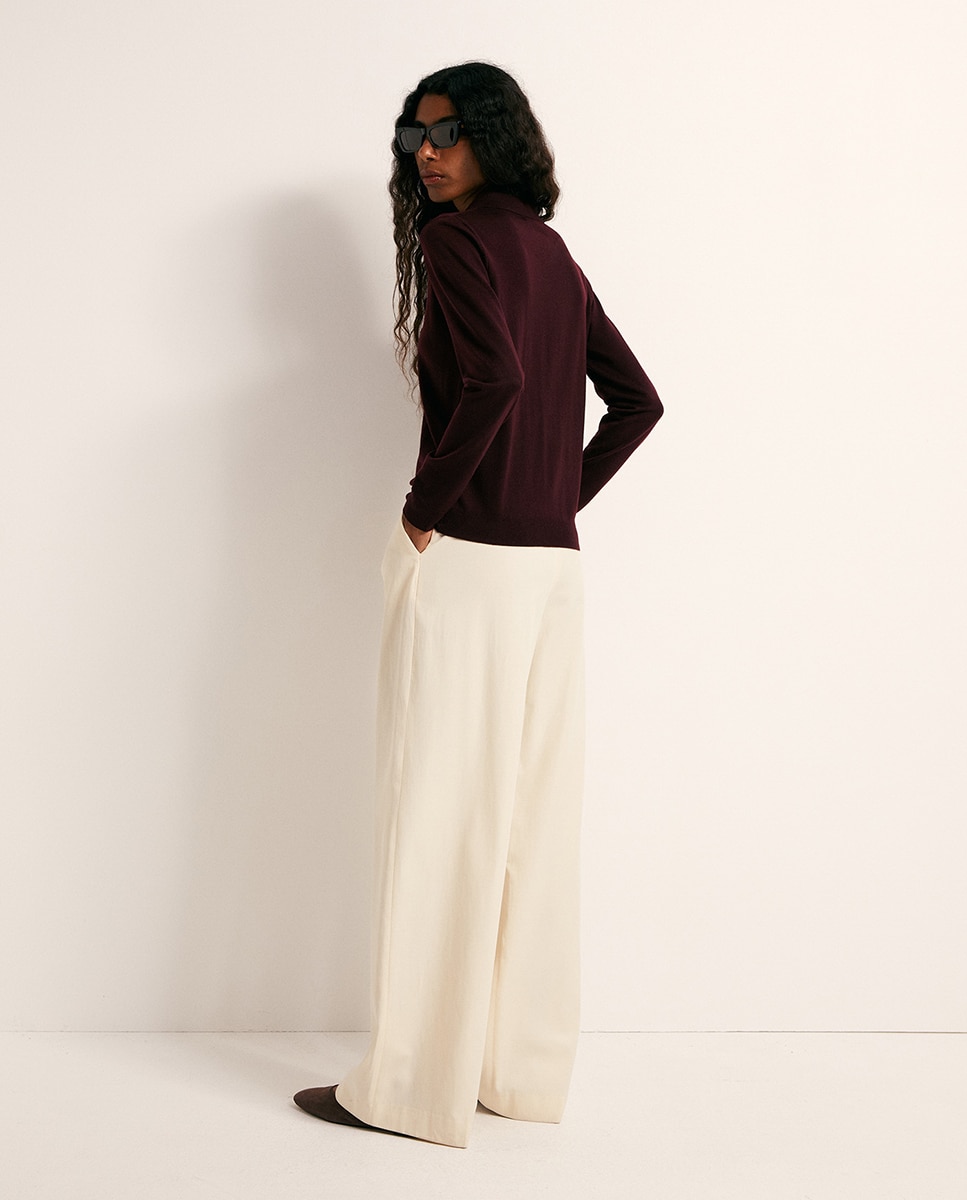 Camisola de malha com colarinho de pólo Bordeaux-5