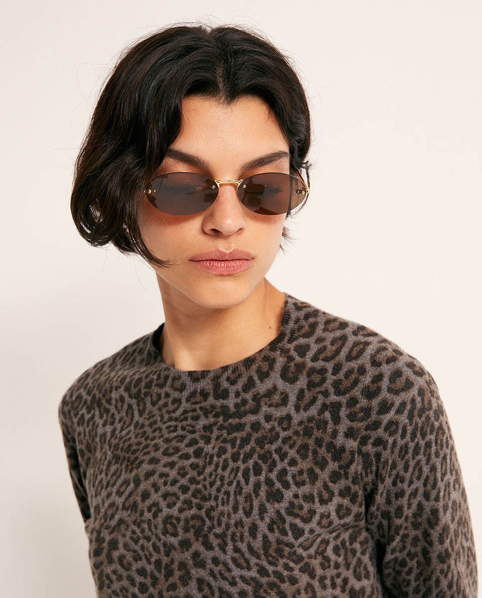 Camisola de Malha com Animal Print 820 Cinzento Médio-3
