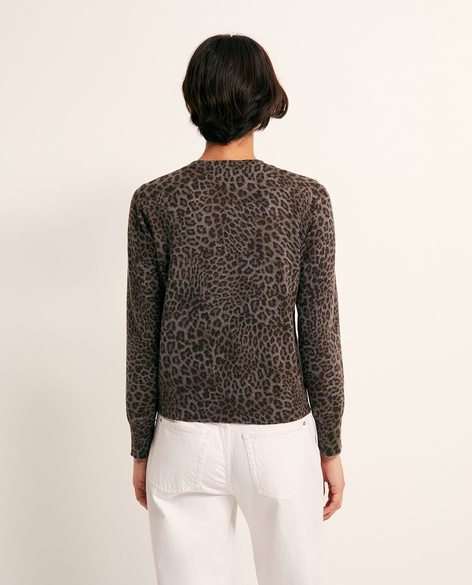 Camisola de Malha com Animal Print 820 Cinzento Médio-4