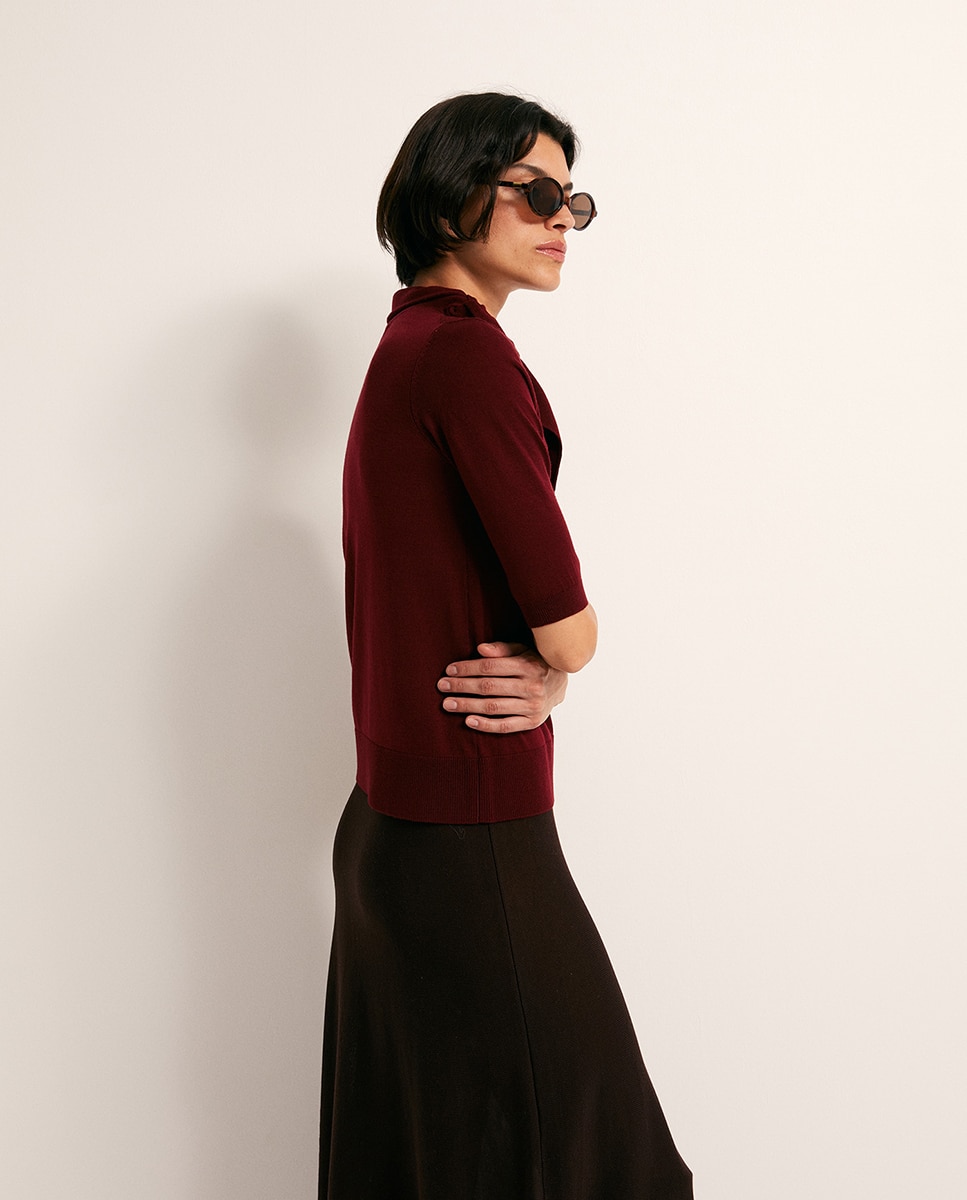 Camisola de Malha com Lenço Vermelhão-2
