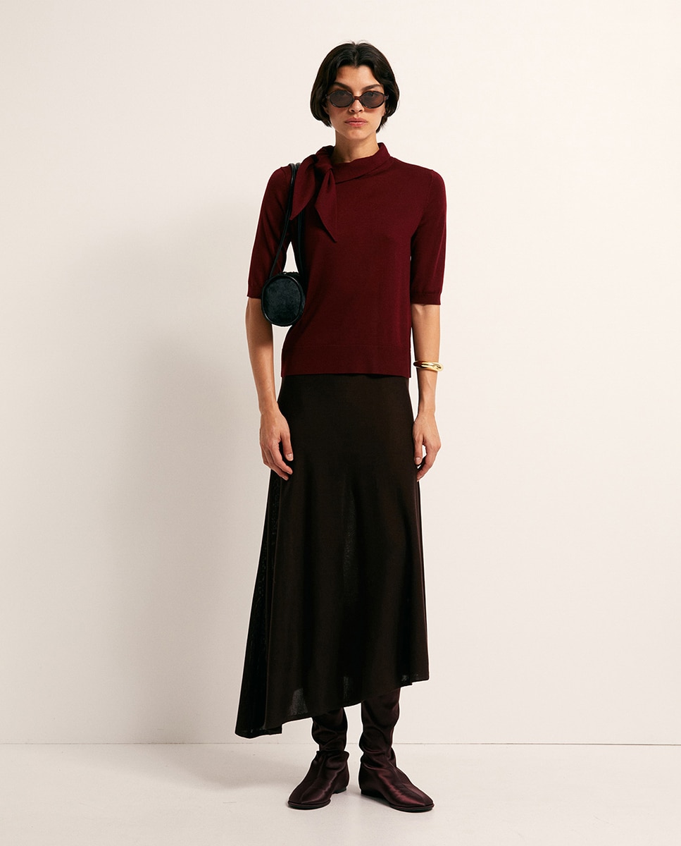 Camisola de Malha com Lenço Vermelhão-3