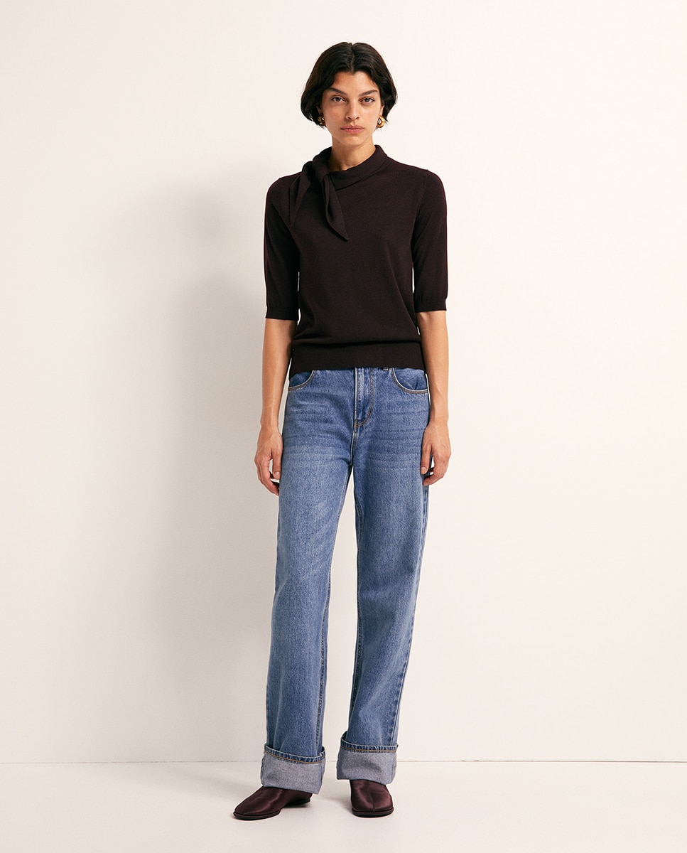 Camisola de Malha com Lenço 291 Beringela-2