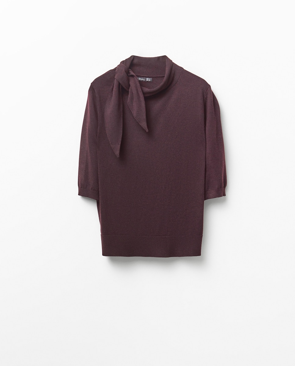 Camisola de Malha com Lenço 291 Beringela-5