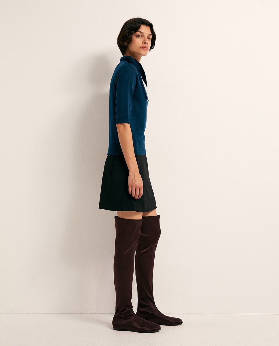 Camisola de Malha com Lenço 430 Azul Escuro-4