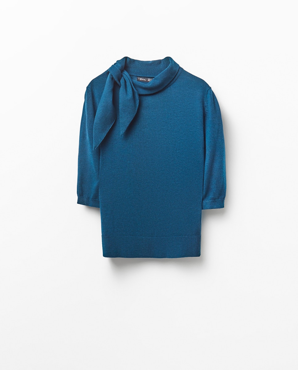 Camisola de Malha com Lenço 430 Azul Escuro-6