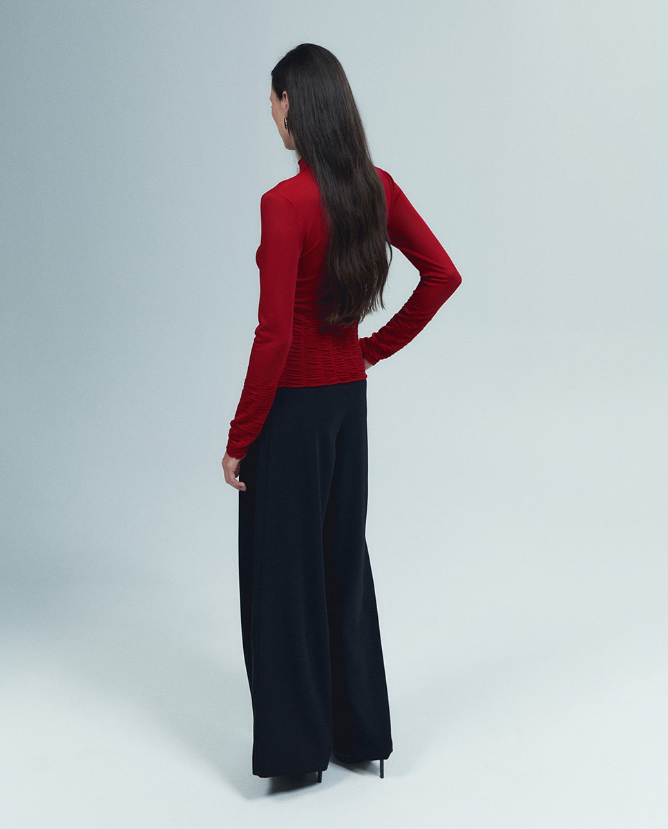 Camisola de Malha com Favos de Mel 600 Vermelho-4