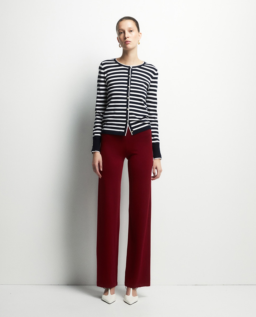 Casaco de malha às riscas Azul-marinho-2