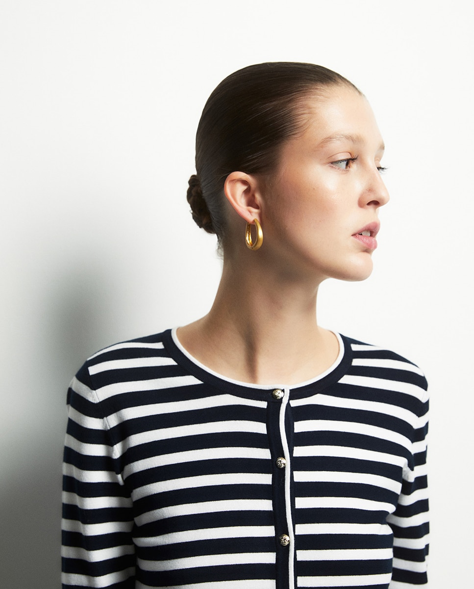 Casaco de malha às riscas Azul-marinho-3