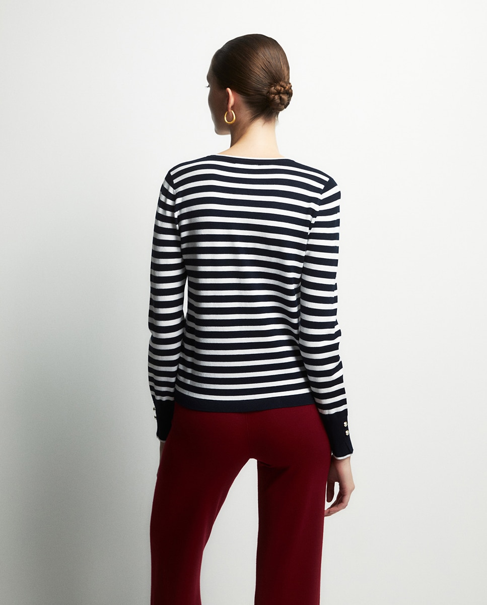 Casaco de malha às riscas Azul-marinho-4