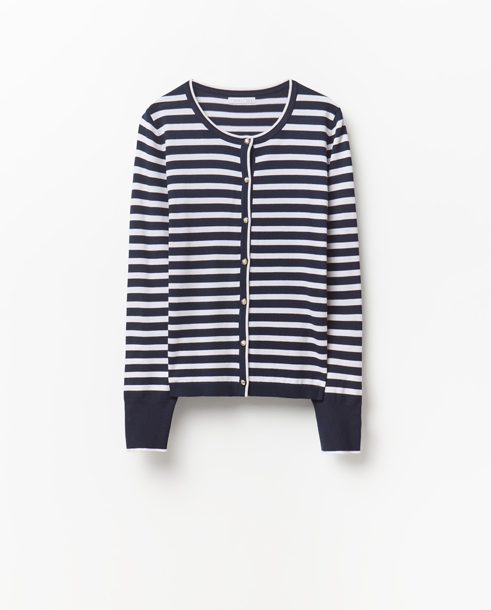 Casaco de malha às riscas Azul-marinho-5