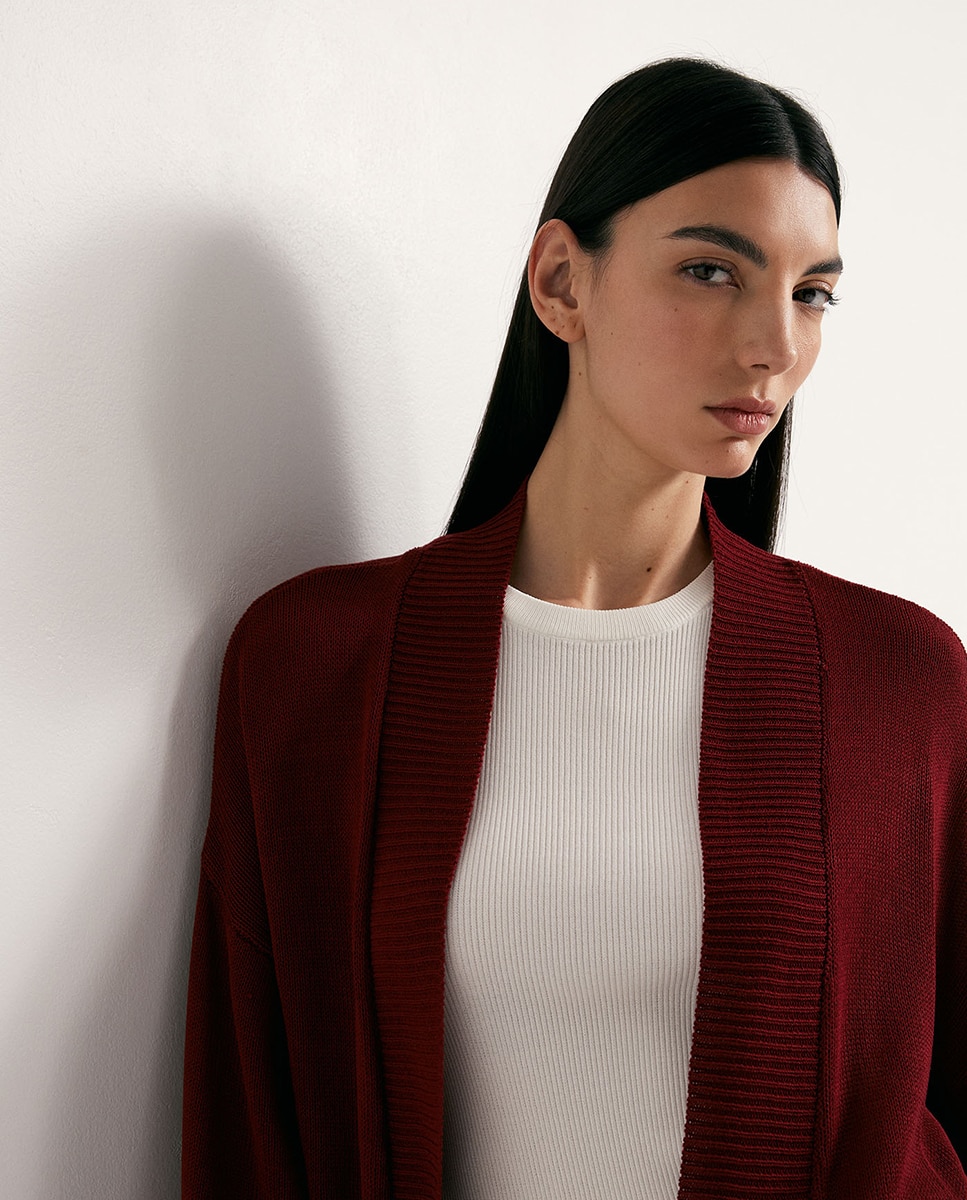 Casaco Tipo Kimono Bordeaux-3