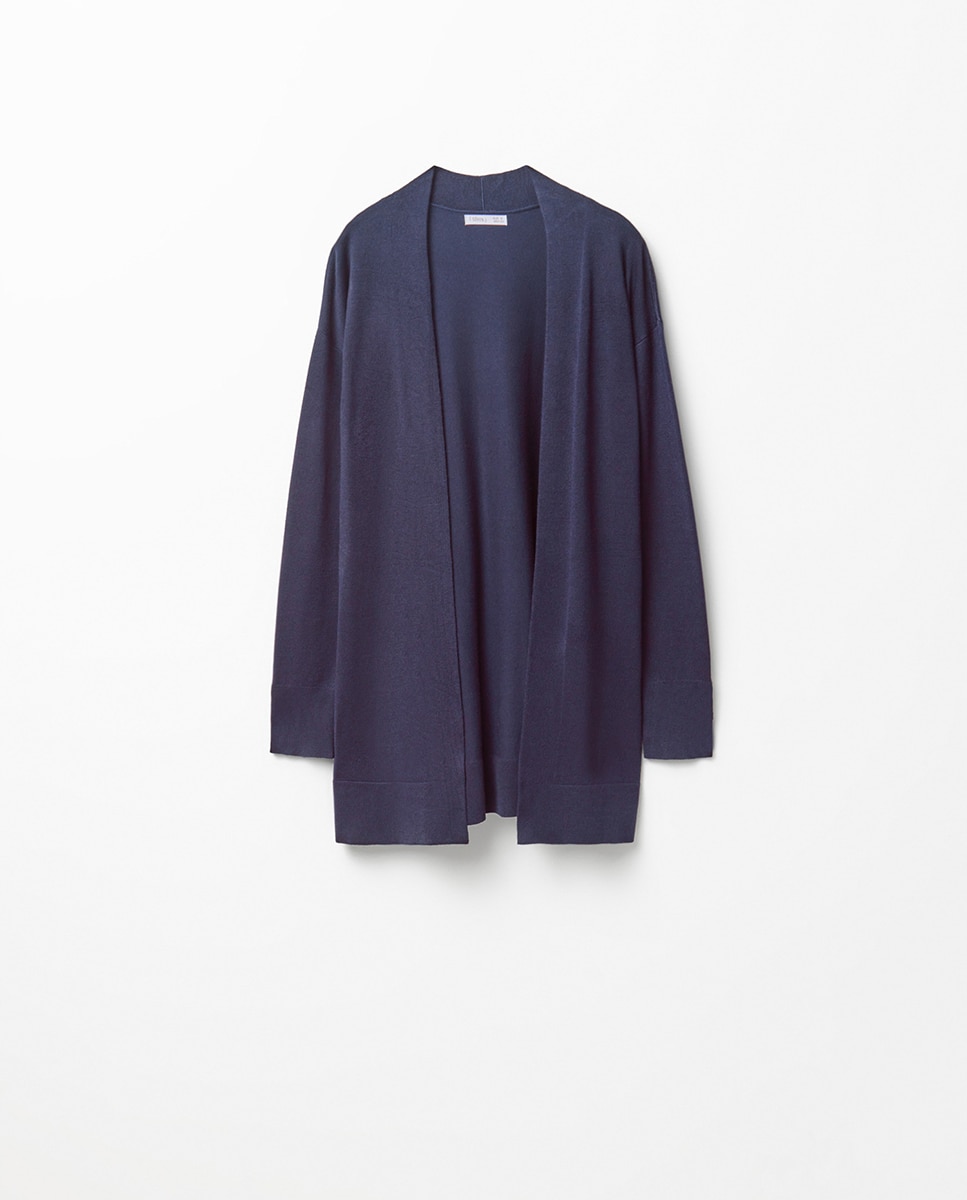 Chaqueta abierta punto liso - Sfera - Azul marino Azul marino-5