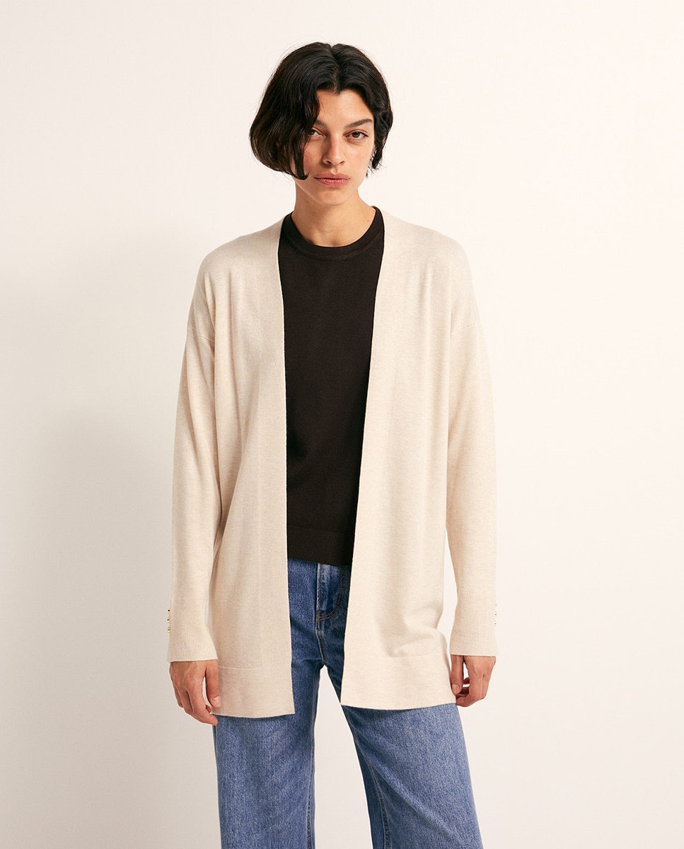 Chaqueta abierta punto liso - Sfera - 850 Piedra 850 Piedra-2