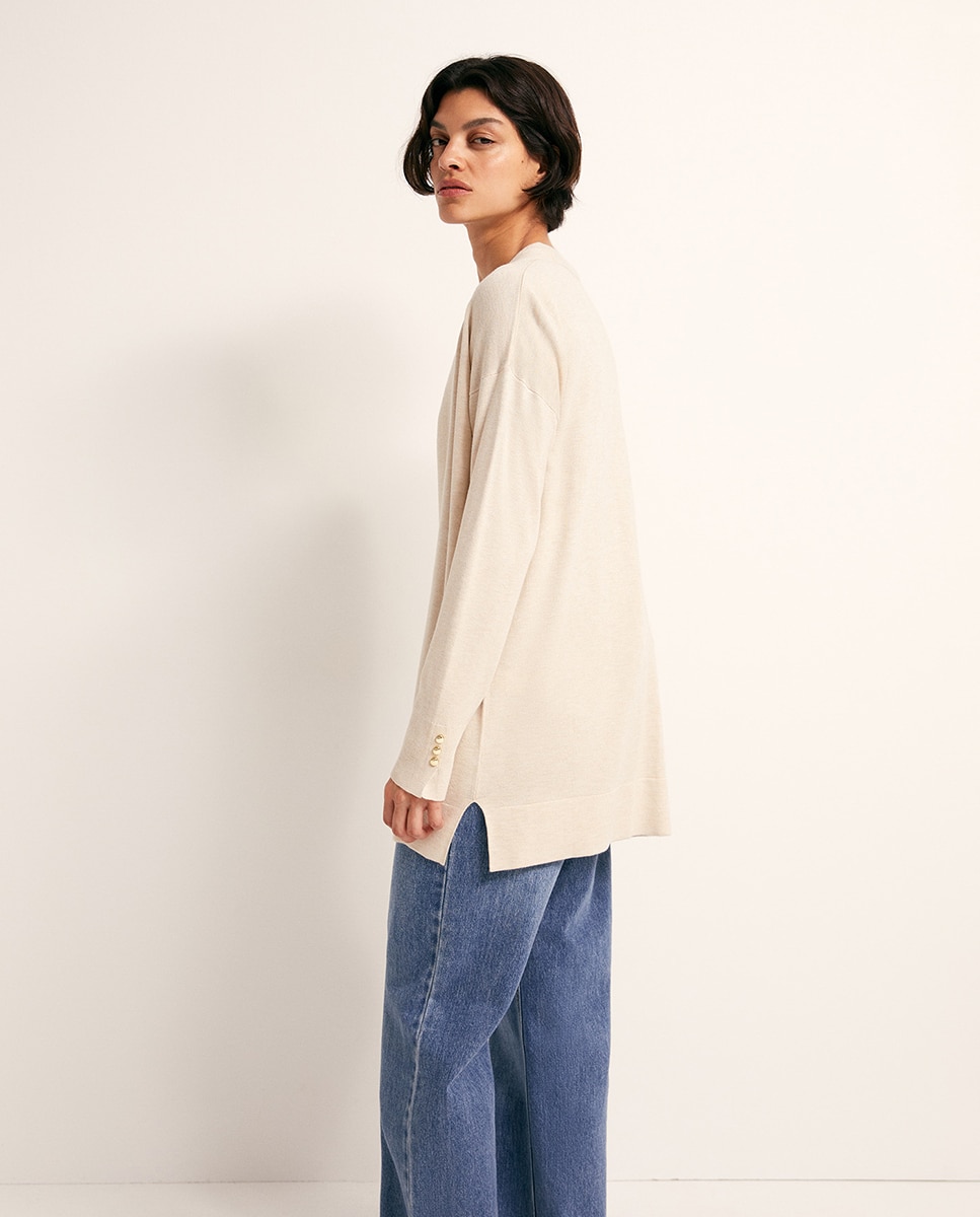 Chaqueta abierta punto liso - Sfera - 850 Piedra 850 Piedra-4