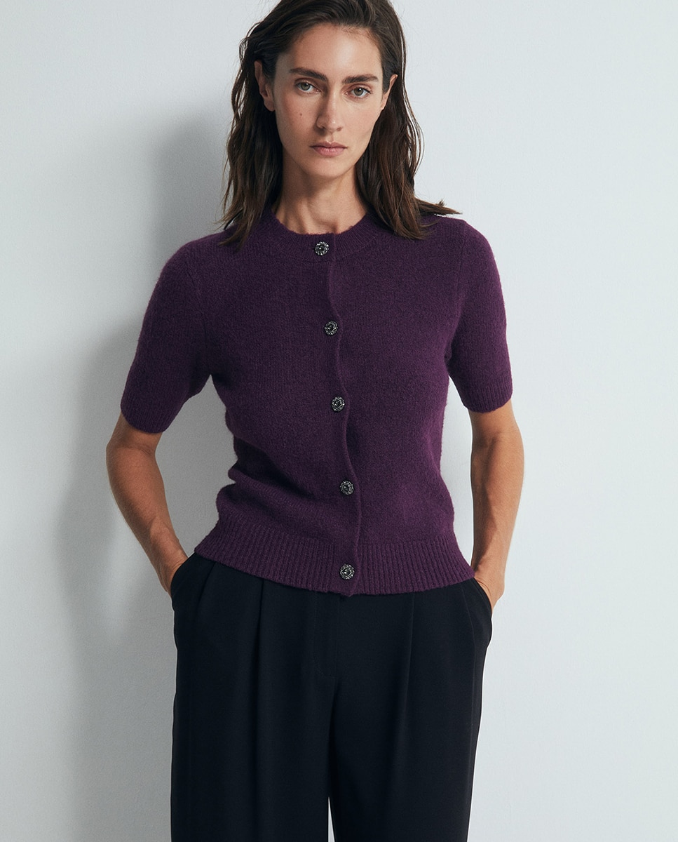 Chaqueta punto botones joya - Sfera - Morado Morado-1