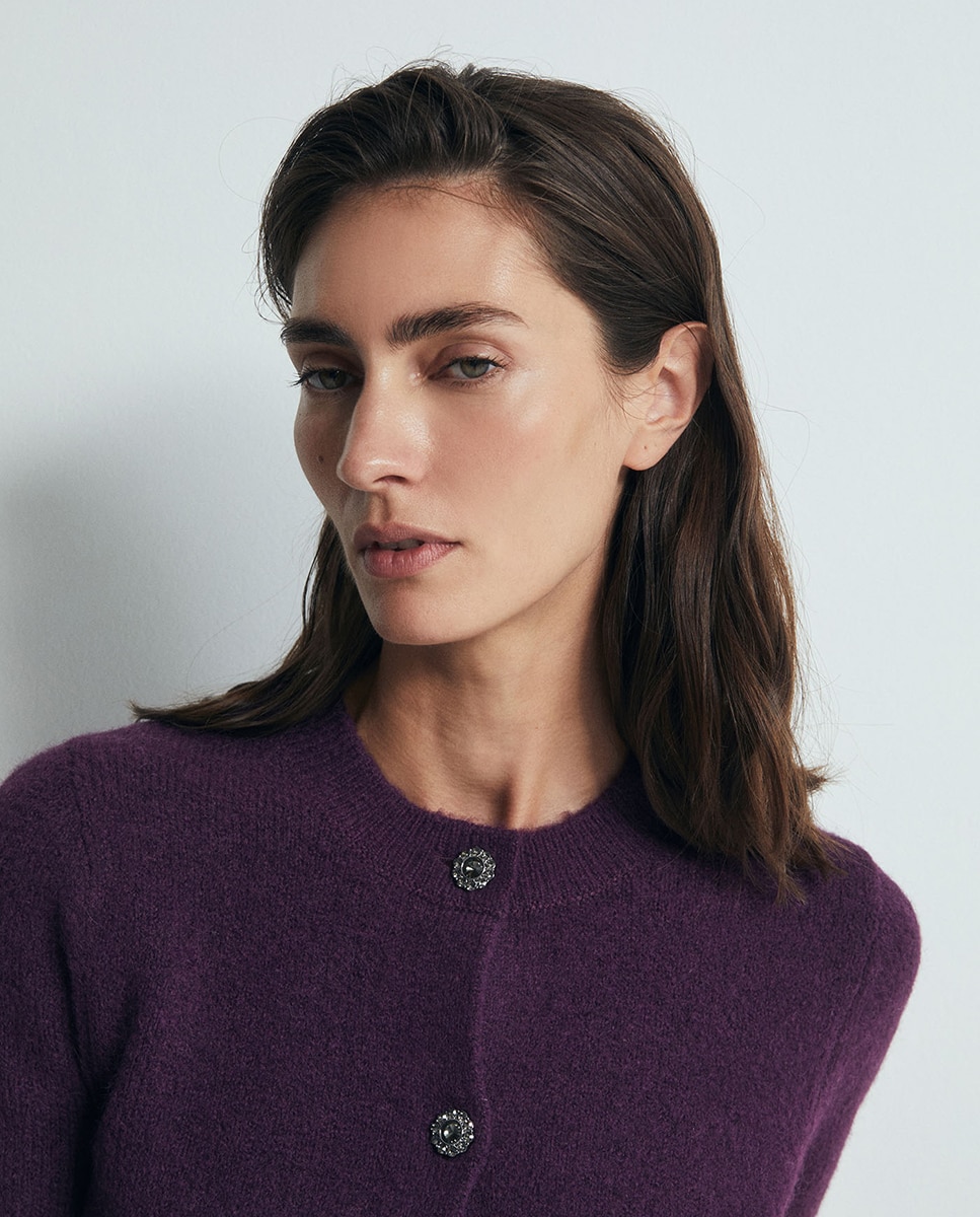 Chaqueta punto botones joya - Sfera - Morado Morado-3