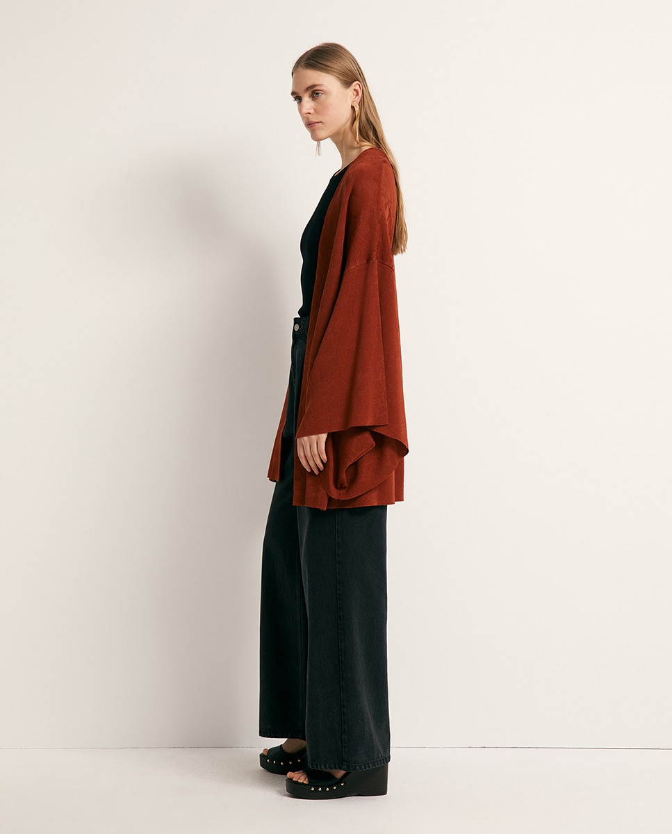 Kimono de Jacquard Telha-4