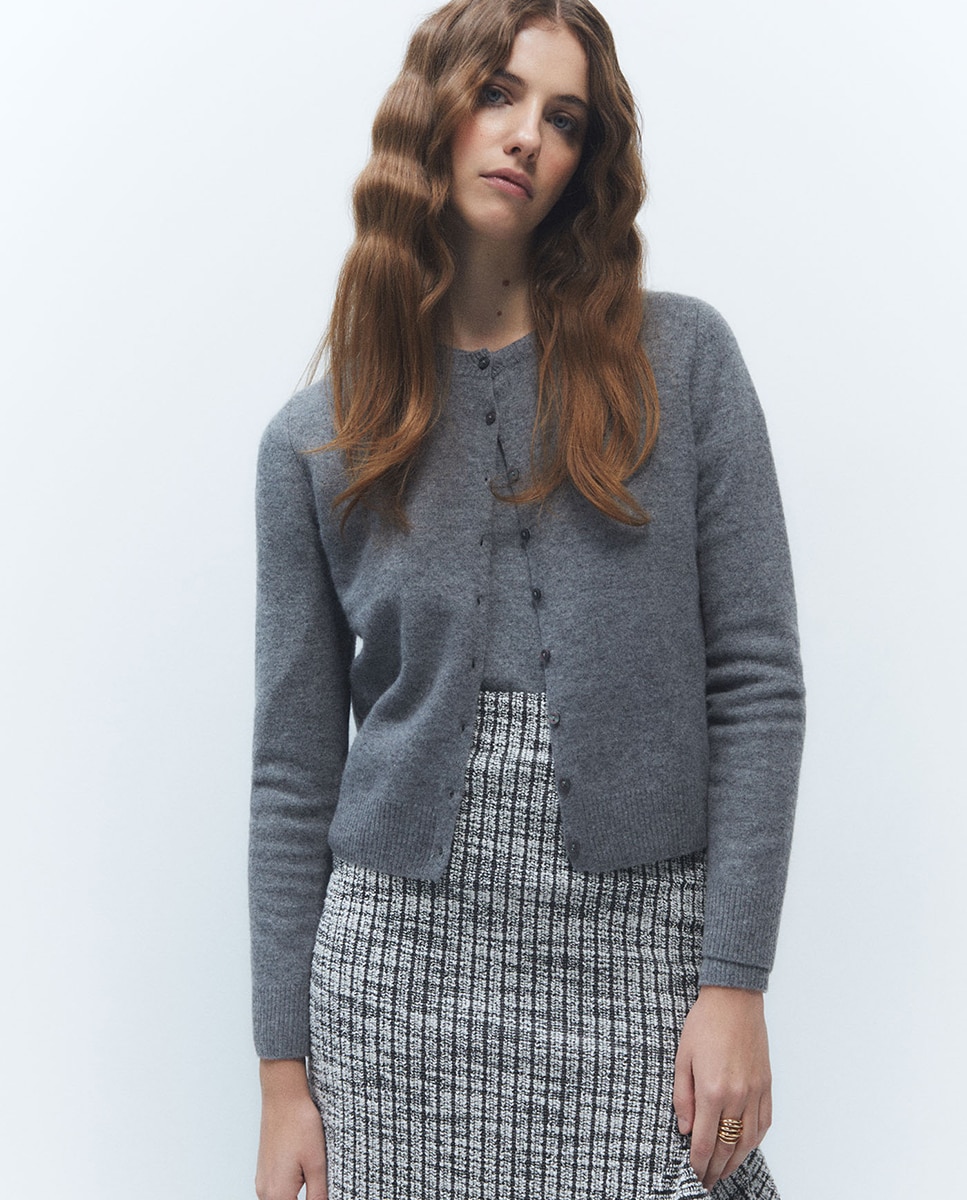 Chaqueta manga larga botones 100% lana - Sfera - 820 Gris medio 820 Gris medio-3