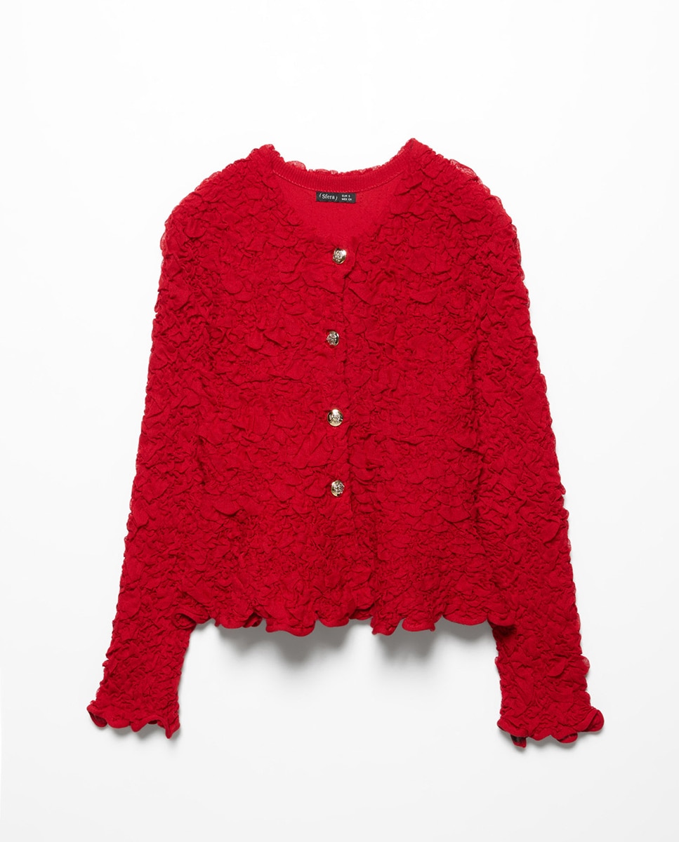 Casaco com Estrutura e Peplum 600 Vermelho-4