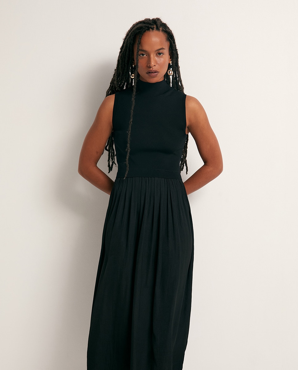Vestido Combinado Preto-2