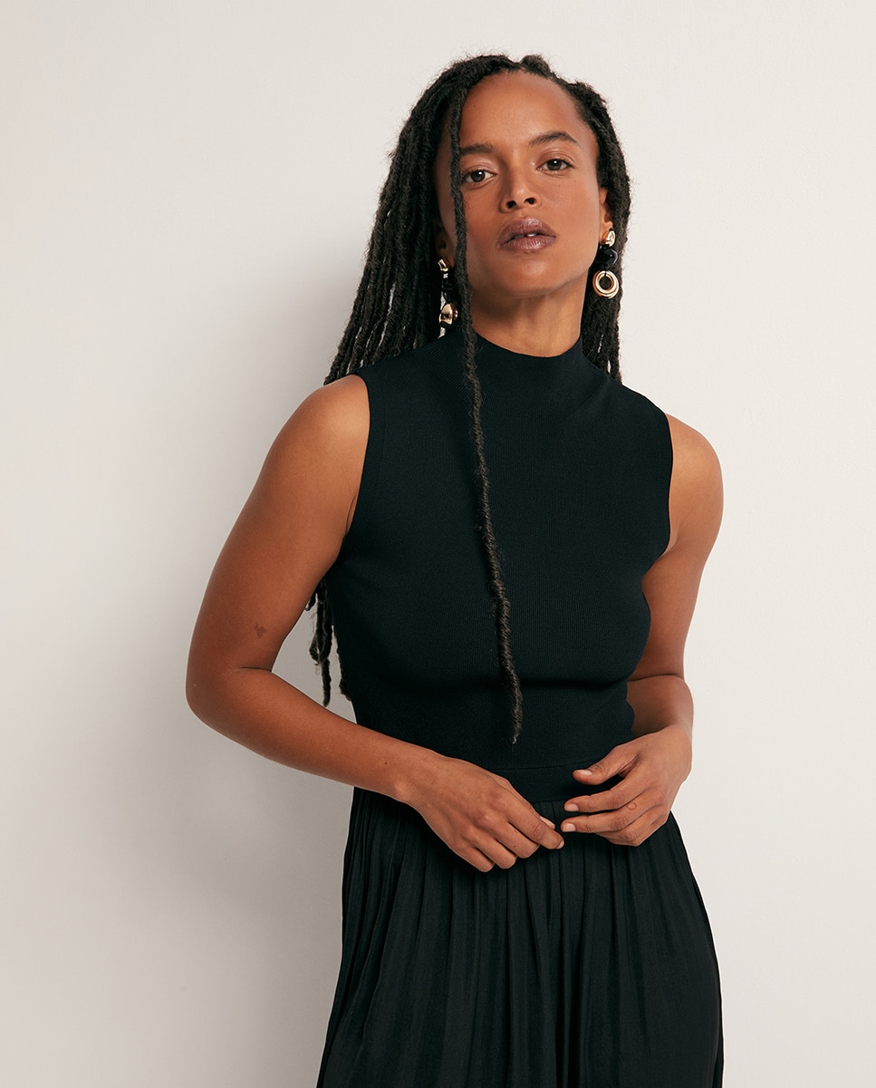 Vestido Combinado Preto-3