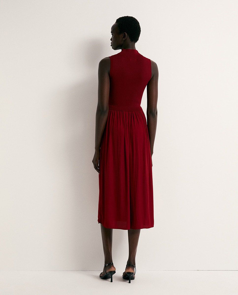 Vestido Combinado Bordeaux-5