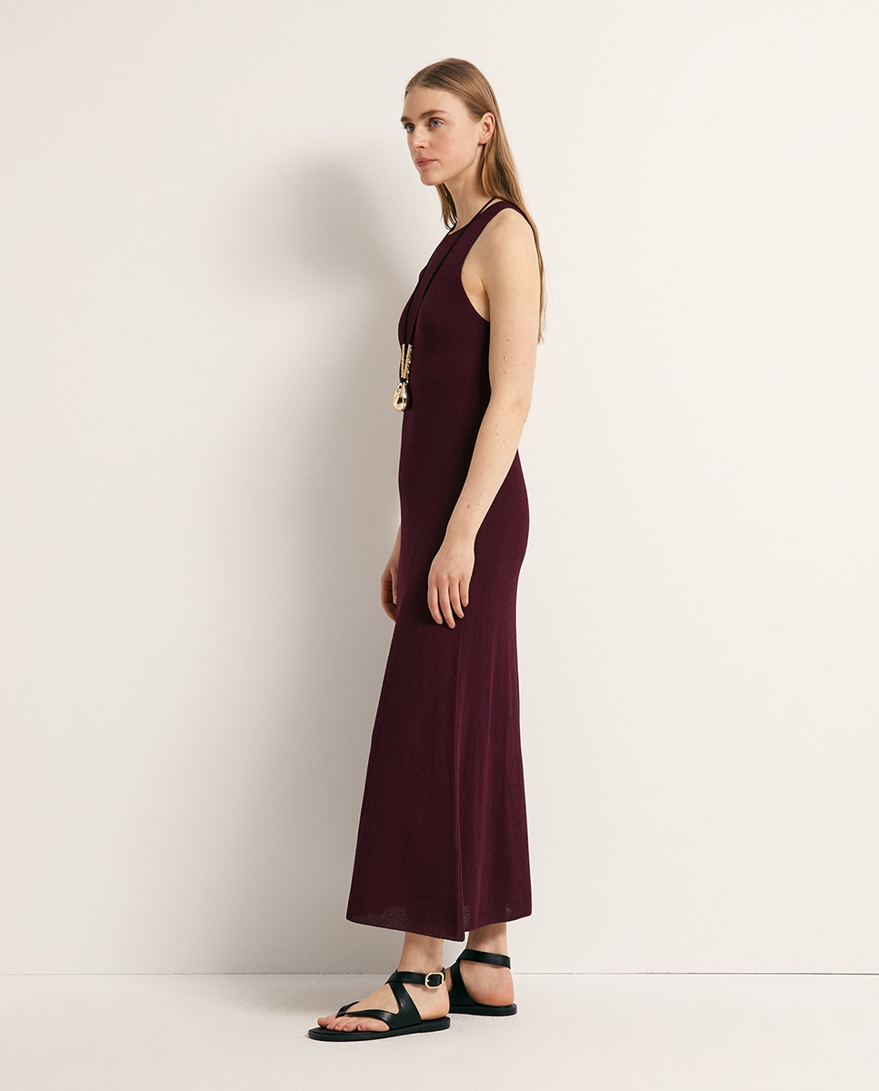 Vestido Comprido Halter Ameixa-4