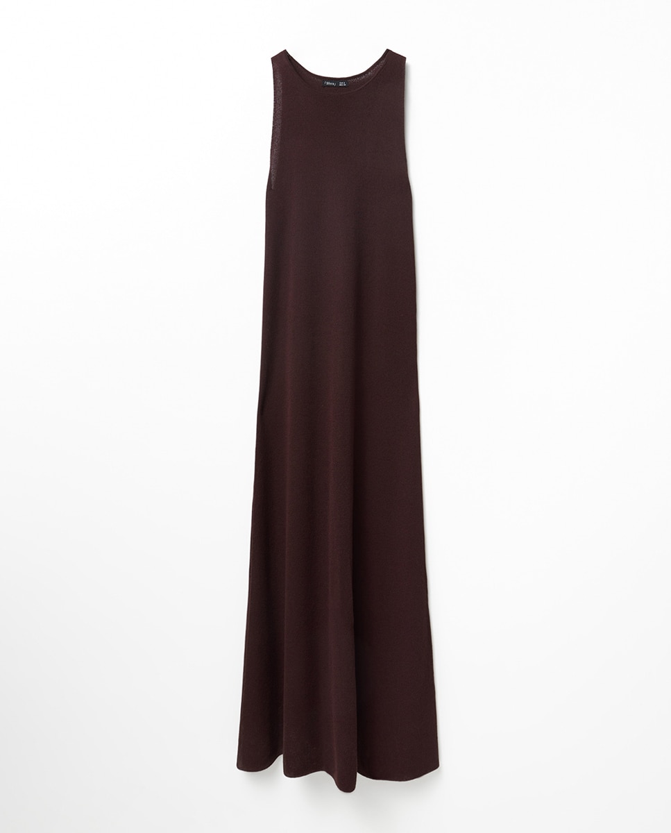 Vestido Liso com Gola Halter Castanho-7