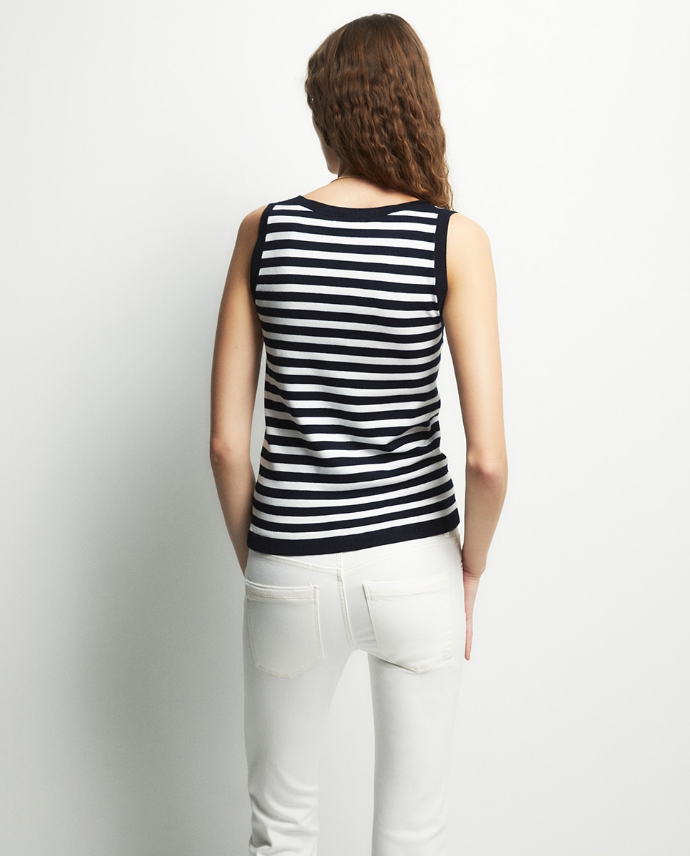 Top de Malha às Riscas Azul-marinho-4