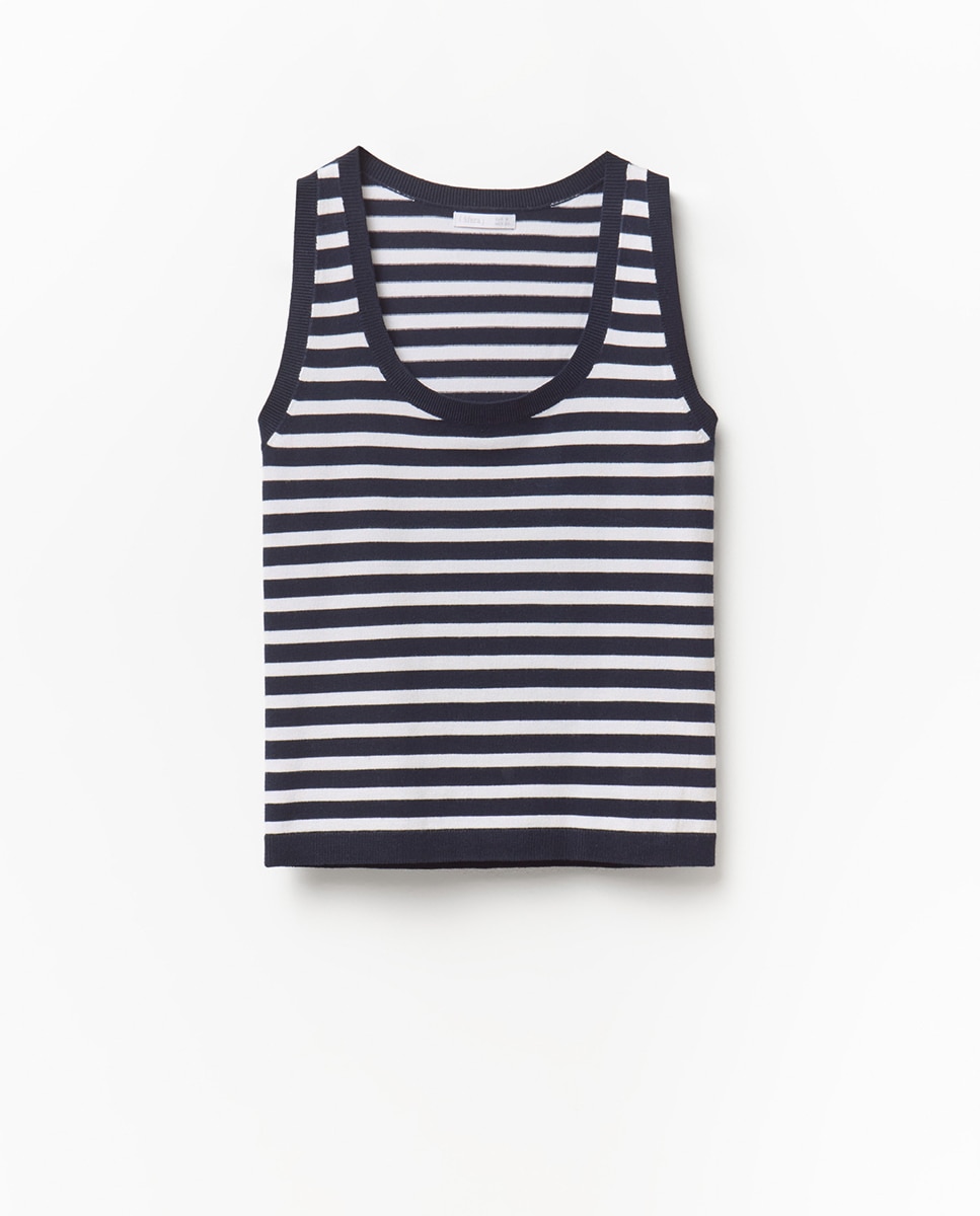 Top de Malha às Riscas Azul-marinho-5