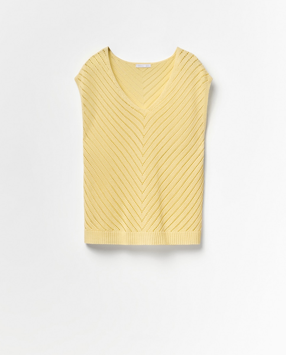 Top com Decote em Bico Amarelo-6