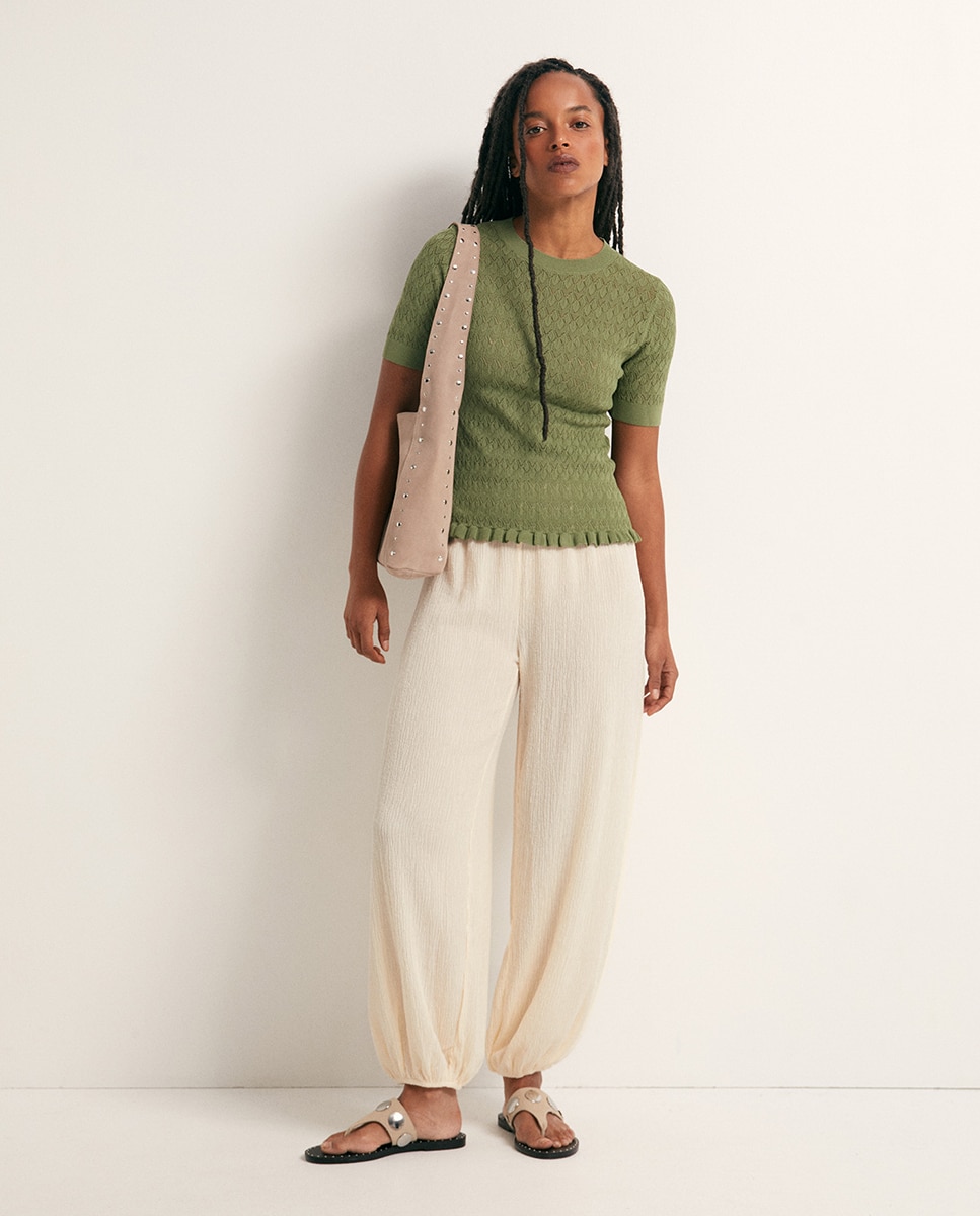 Top com manga curta Verde-2