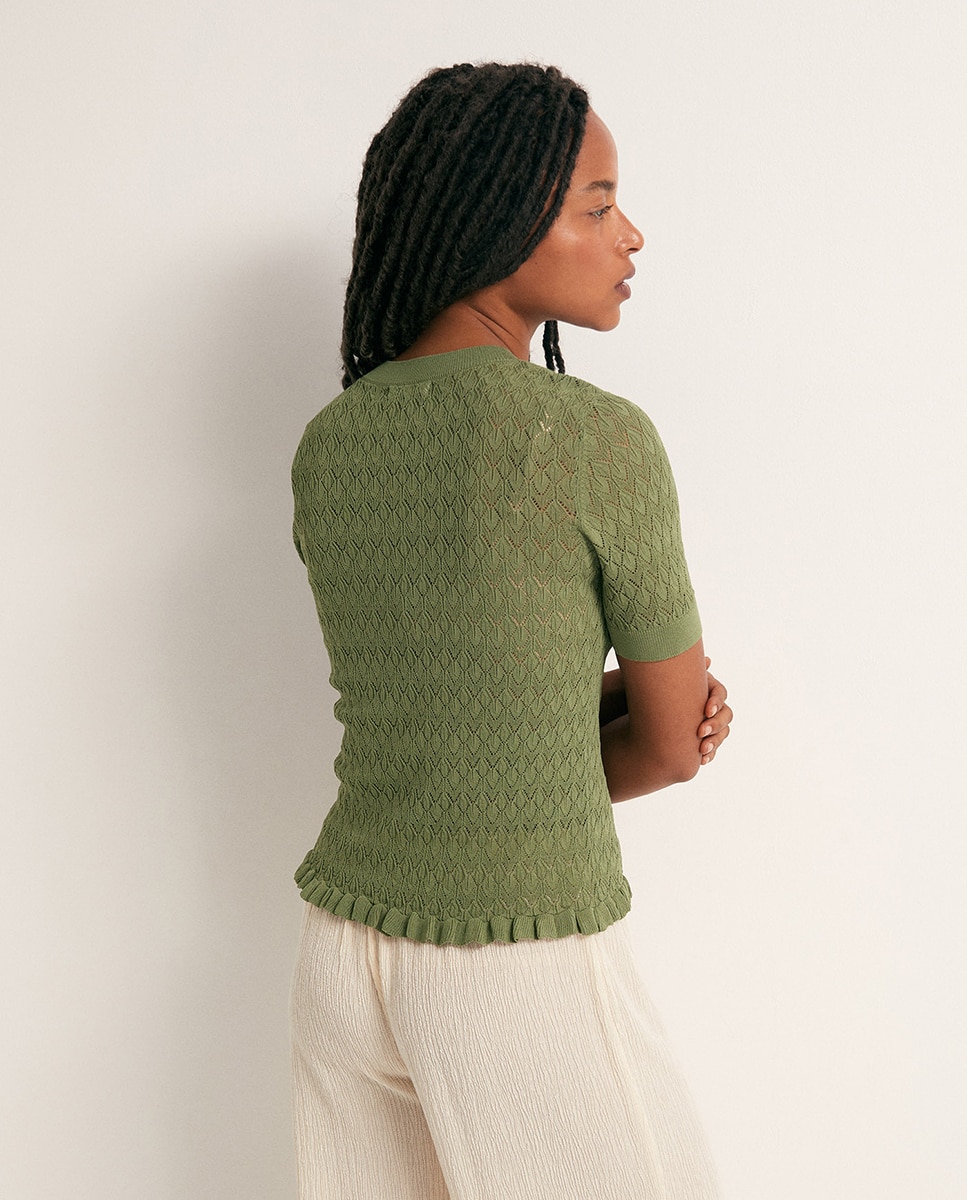 Top com manga curta Verde-5