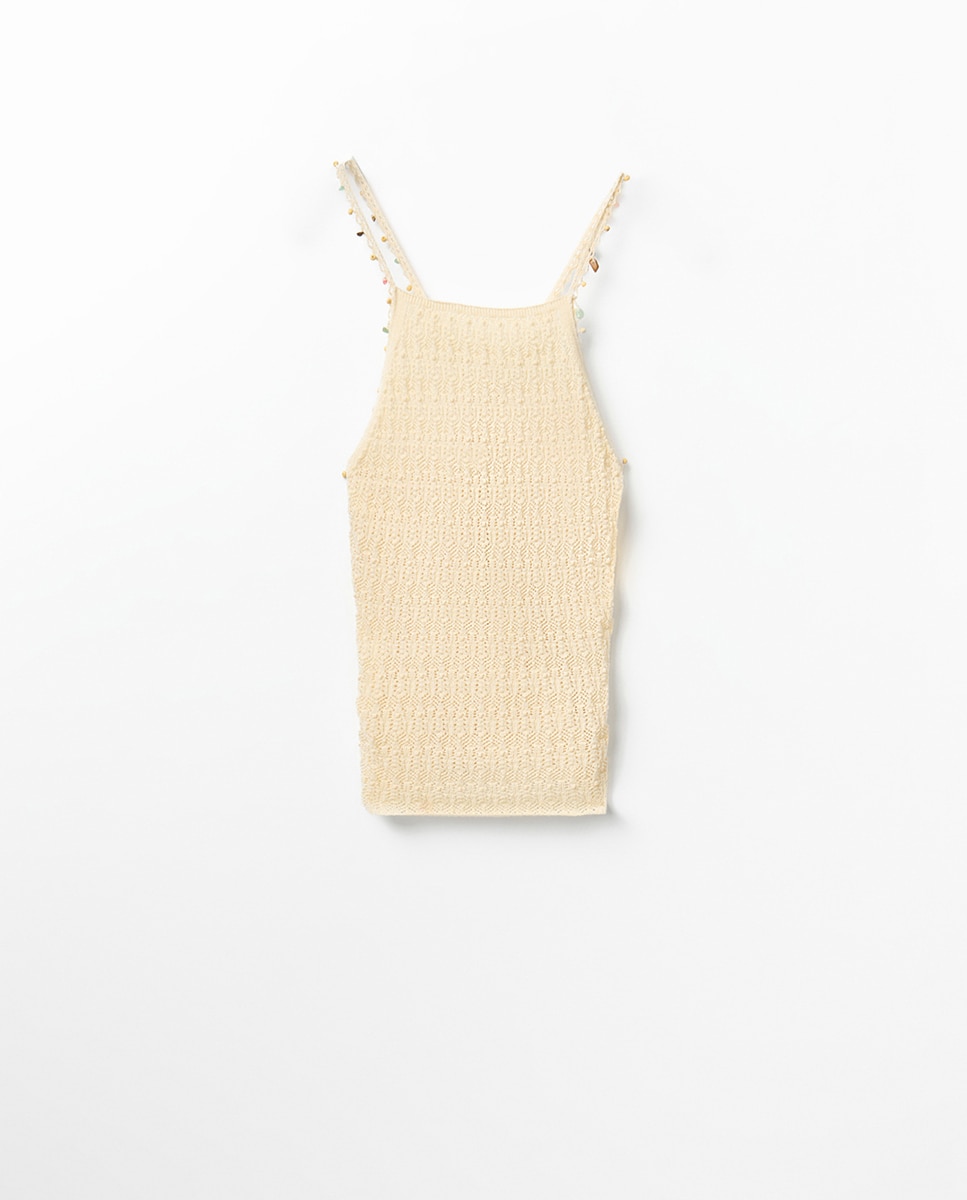 Top Halter com Contas Cru-5