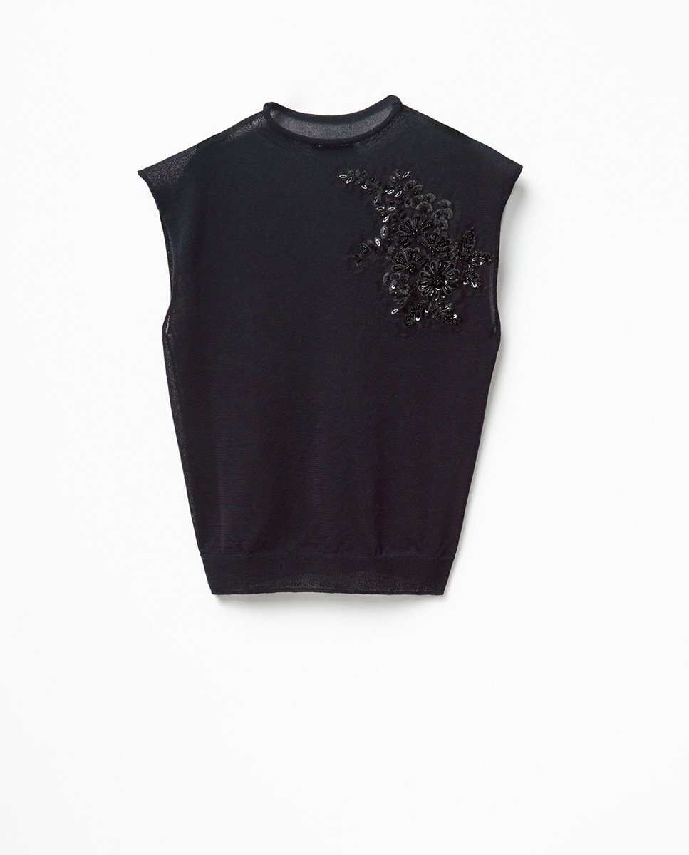 Top sin manga transparente joyas - Sfera - Negro Negro-5