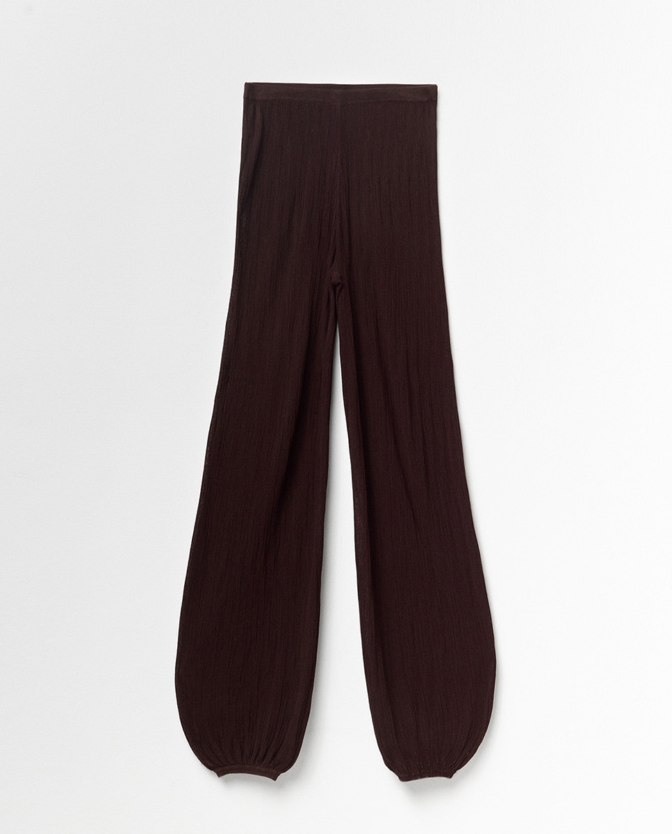 Calças Tipo Bombachas de Conjunto Castanho-3