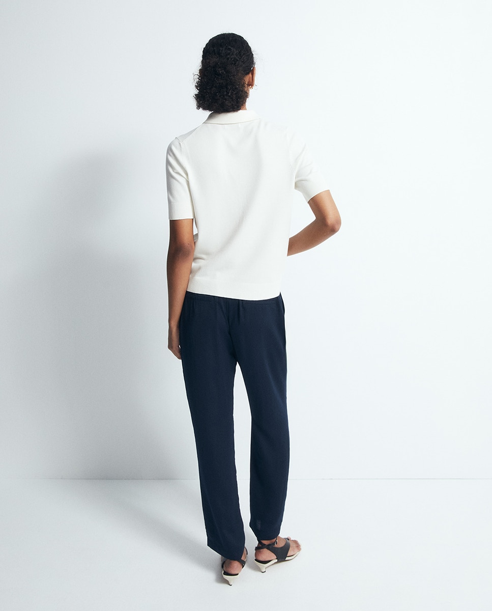 Pantalón fluido liso - Sfera - Azul marino Azul marino-4