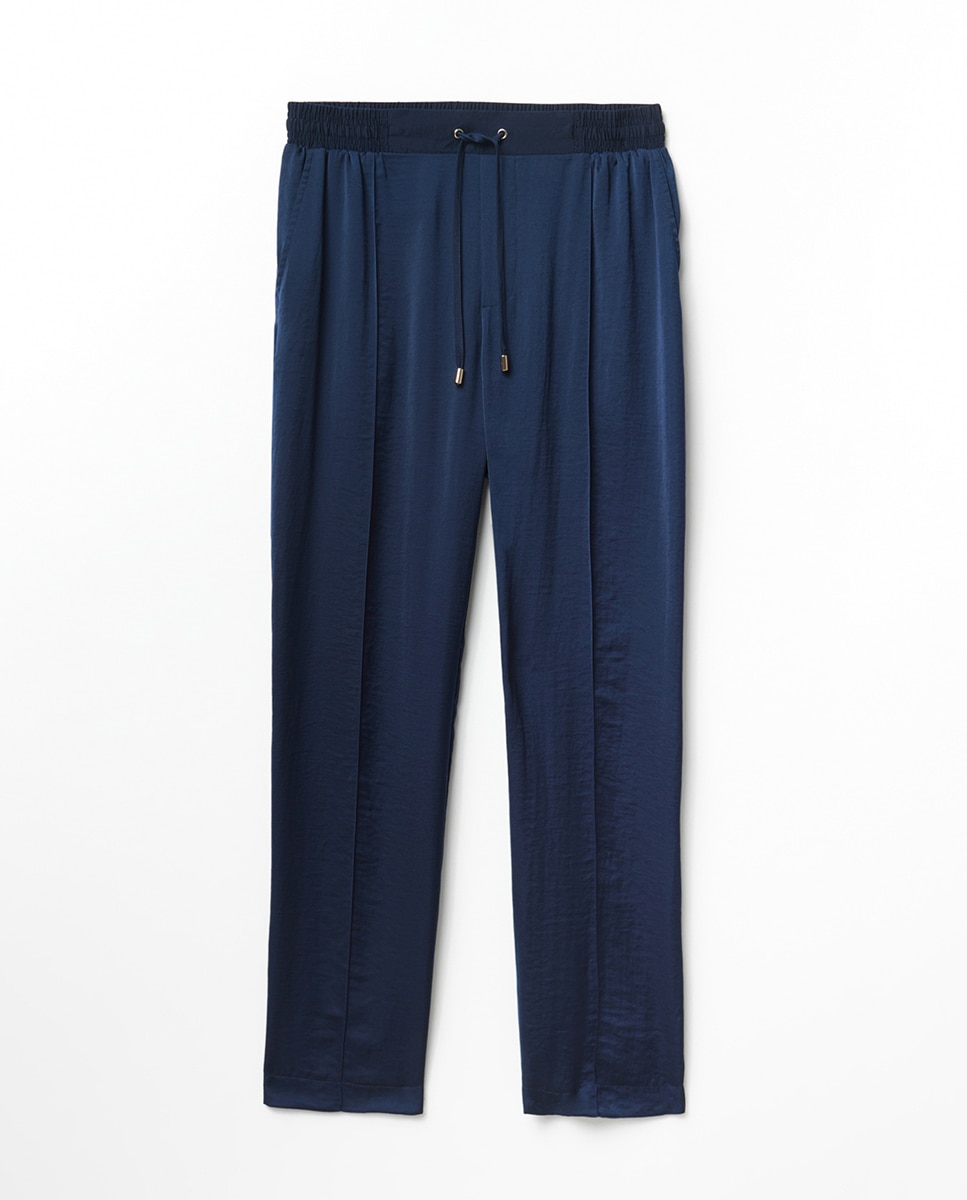 Pantalón fluido liso - Sfera - Azul marino Azul marino-5