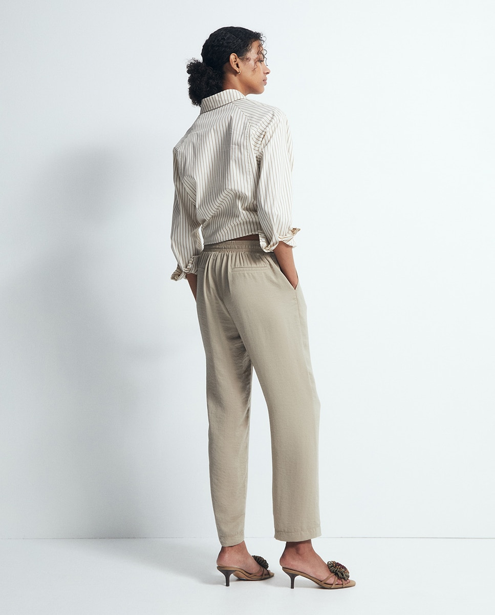 Pantalón fluido liso - Sfera - 850 Piedra 850 Piedra-4