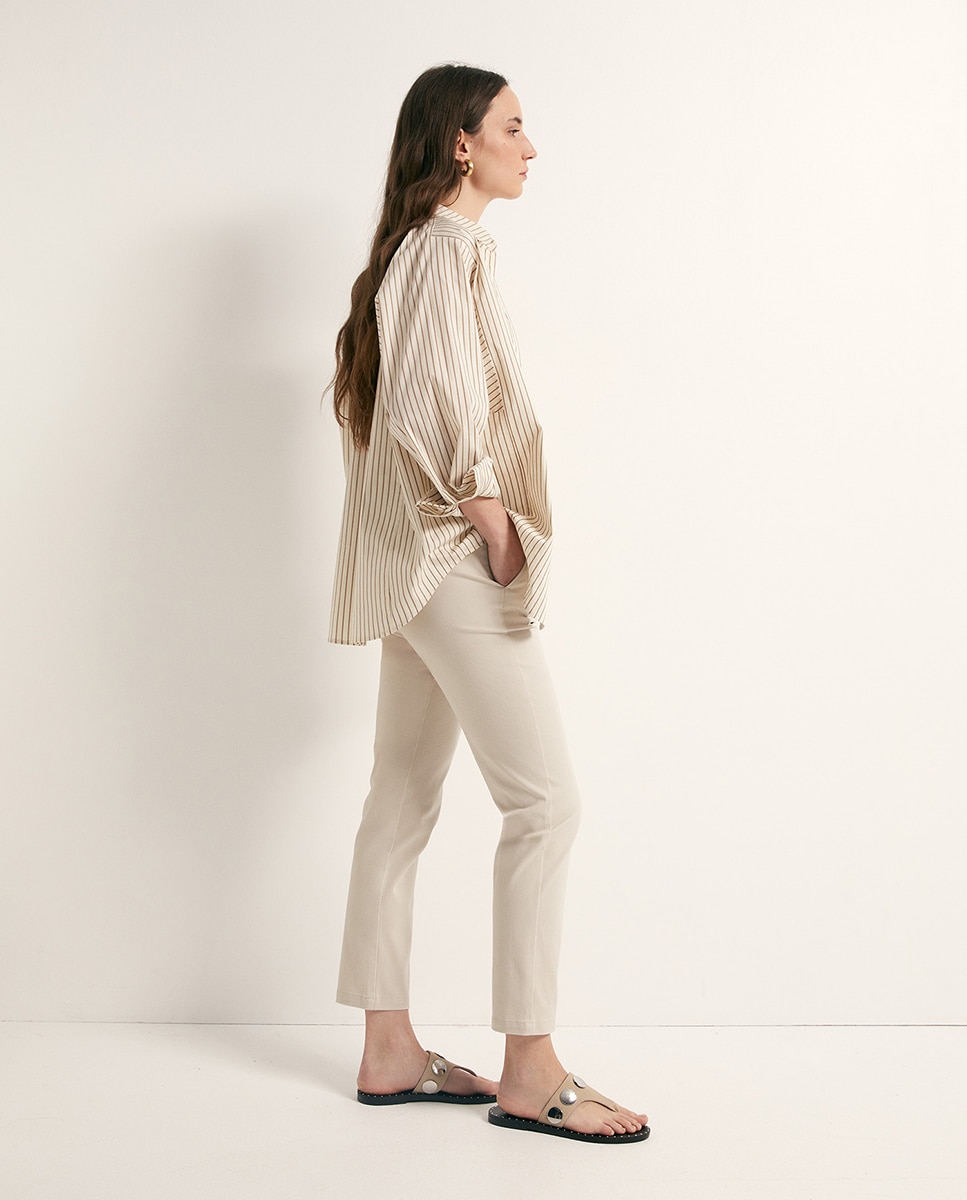 Calças chino com cinto Pedra-3